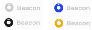 Different colored ring icons to indicate beacon status.