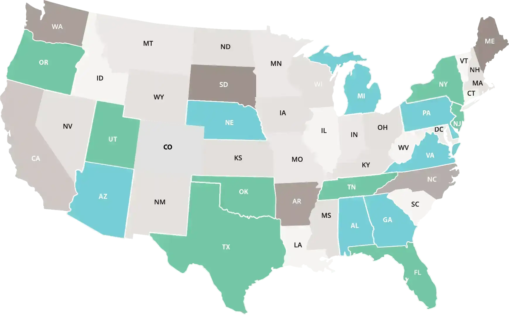 A map detailing Alyssa's Law implementations across the United States.