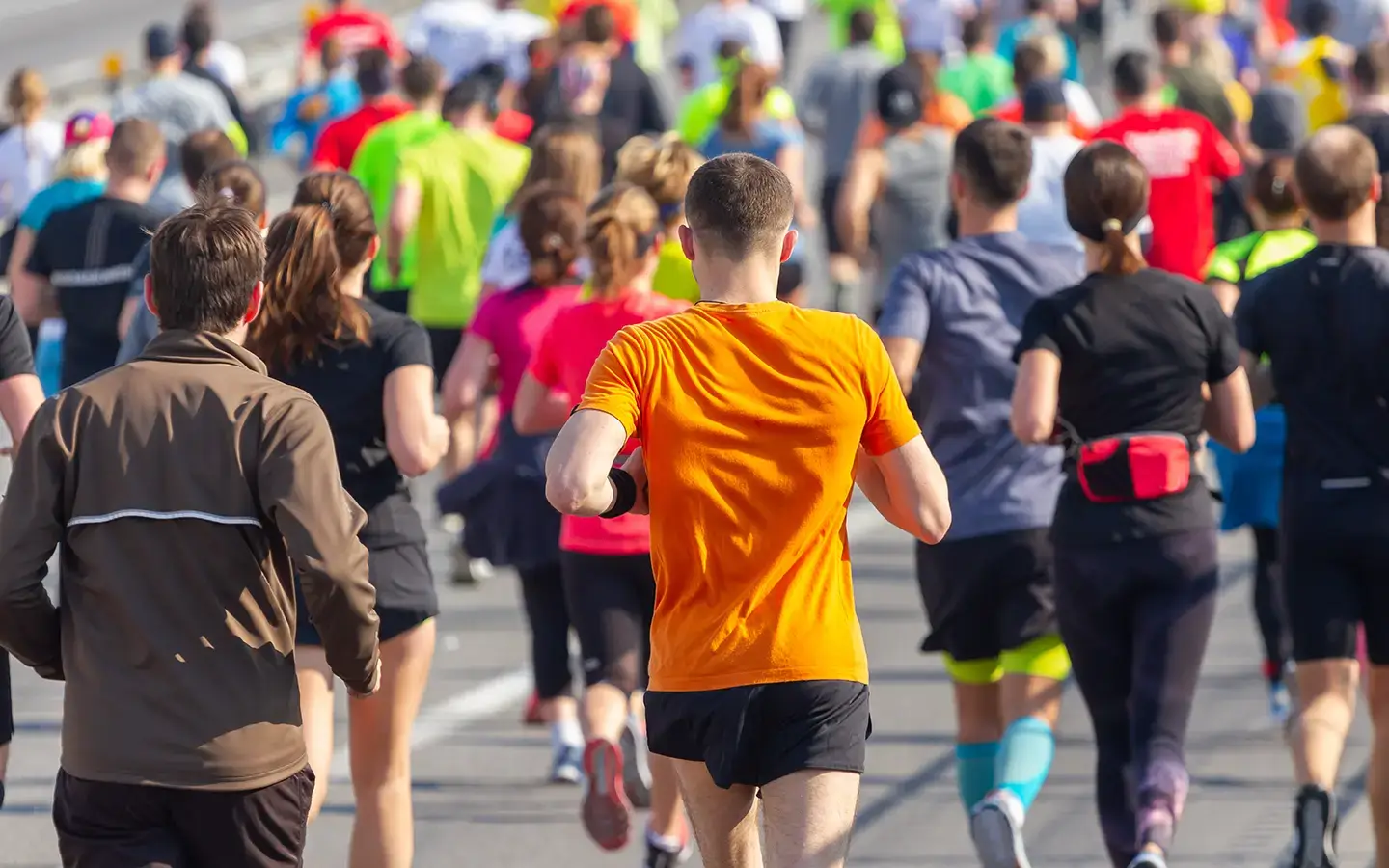 People running safely in a marathon.