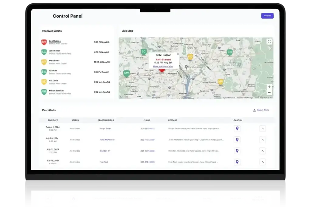 Silent Beacon Mass Alert Portal, part of the emergency notification system and panic button for business program.