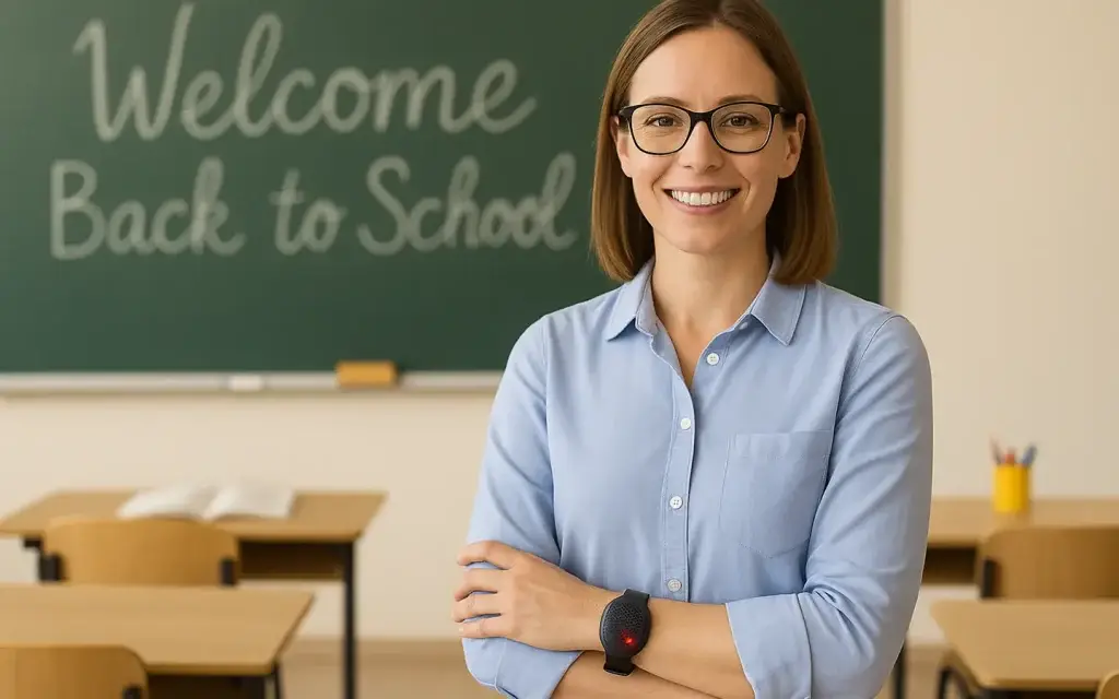 Teacher Wearing Panic Button For Schools