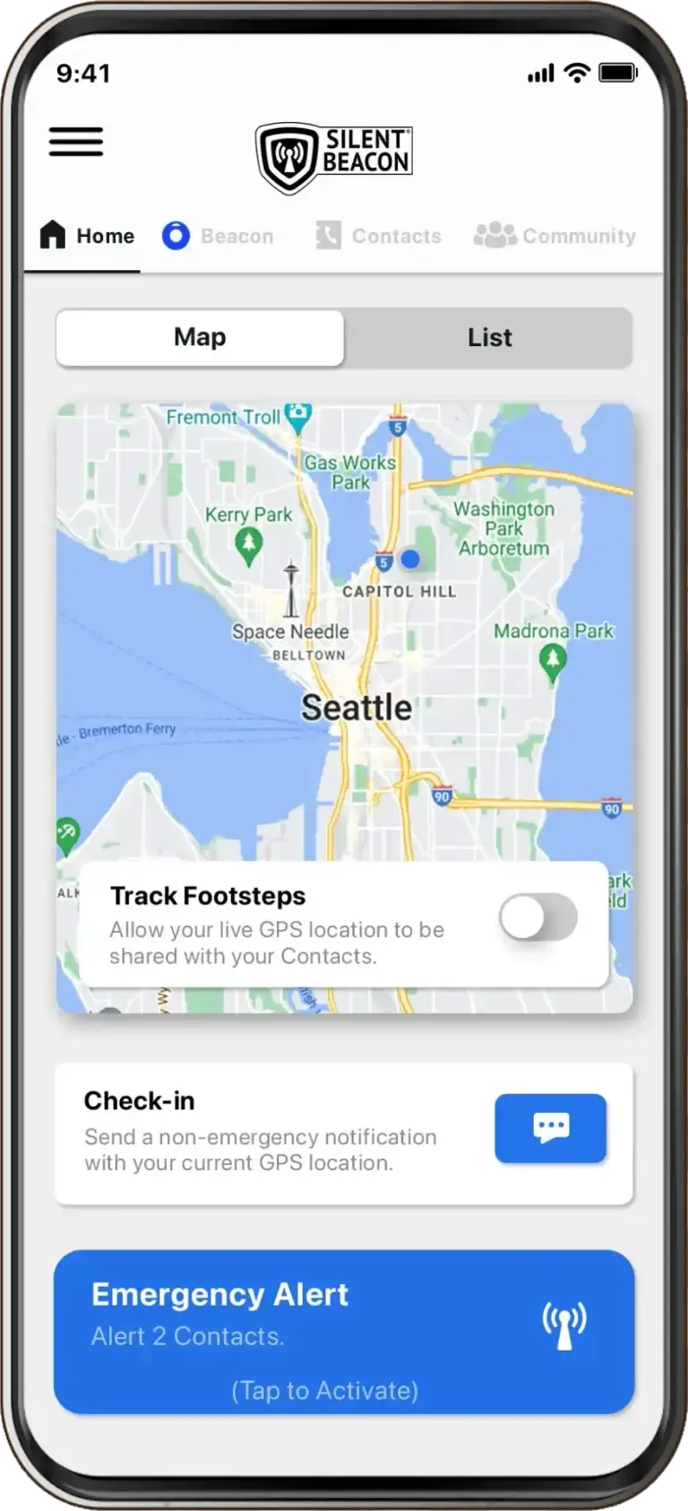 Consumer Application showing Home Screen
