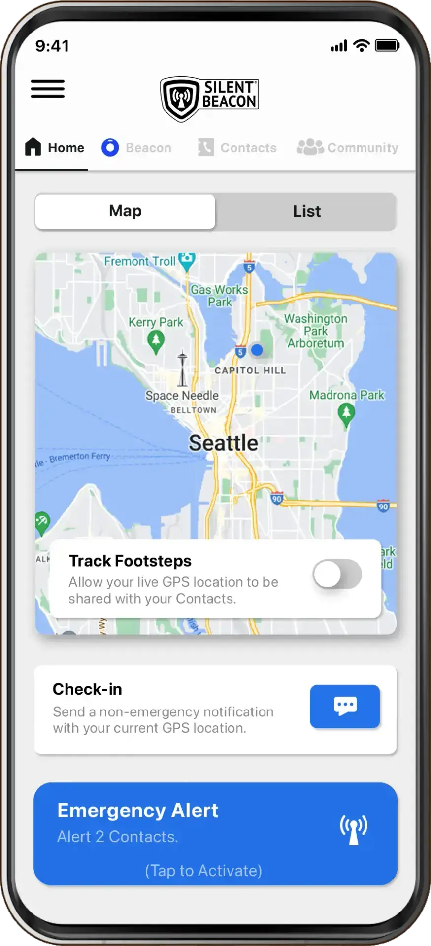 Consumer Application showing Home Screen