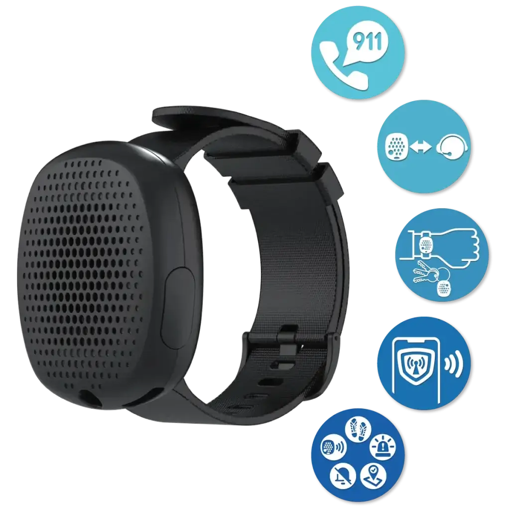 Silent Beacon 2.0 panic button key features including direct calling to 911.