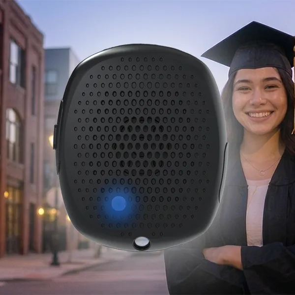 Silent Beacon with image of graduate in background