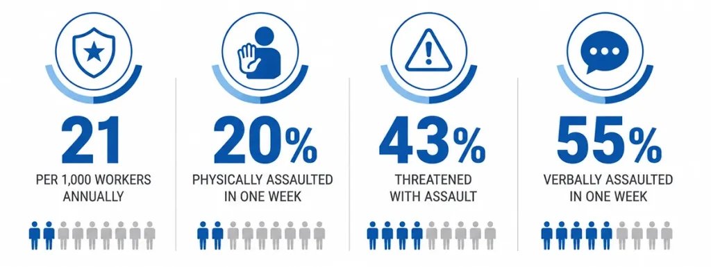 Behavioral health workplace violence statistics infographic