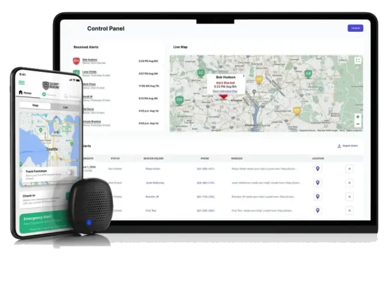 Silent Beacon ESS Dashboard showing Phone and Beacon