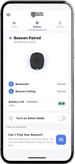 Safety App Showing Successfully Paired Beacon